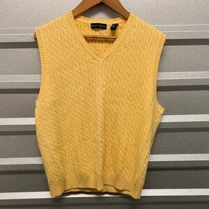 Grant Thomas V Neck Yellow Easter Cable knit Sweater Vest Size M Academia Y2K 90